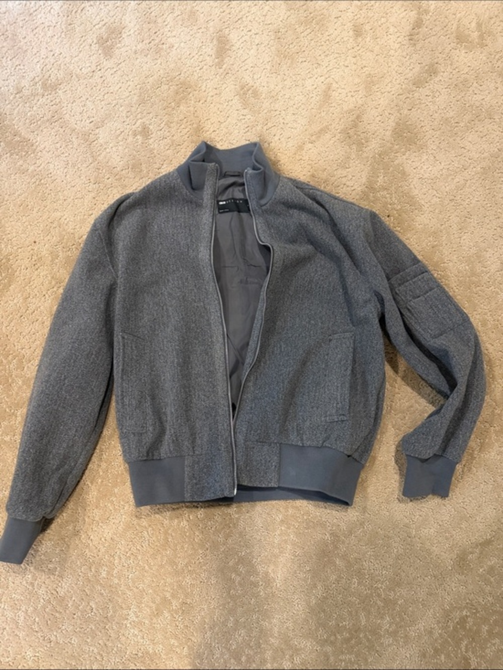 ASOS Charcoal Gray Zip Bomber Jacket